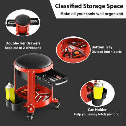 Workshop Creeper Seat with Removable Padded Seat and 4 Universal Casters